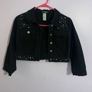Cropped Black Denim Jacket Embellished EUC Bling